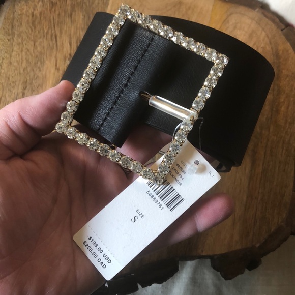 ANTHROPOLOGIE sz Small B-Lo-The--LEATHER Belt Rhinestone Buckle Wide Thick $228 - Picture 7 of 16